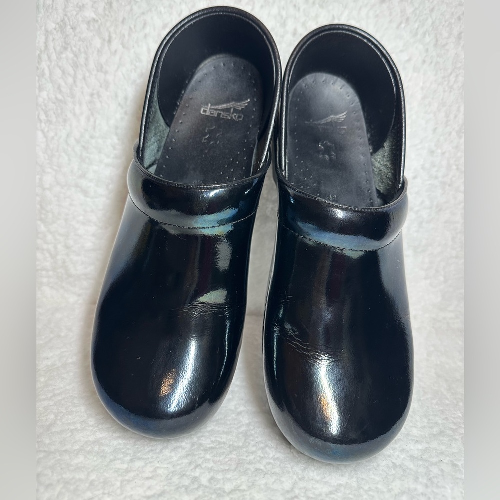 Dansko Clogs Womens Size 42  Black Iridescent Metallic Slip On Occupational Work